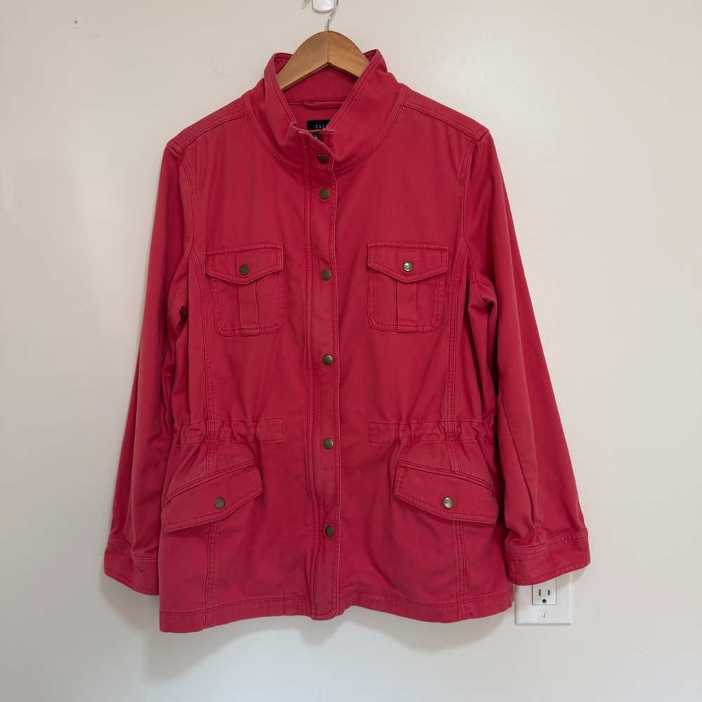 Talbots Field Jacket Women XL Red Utility Safari Coat